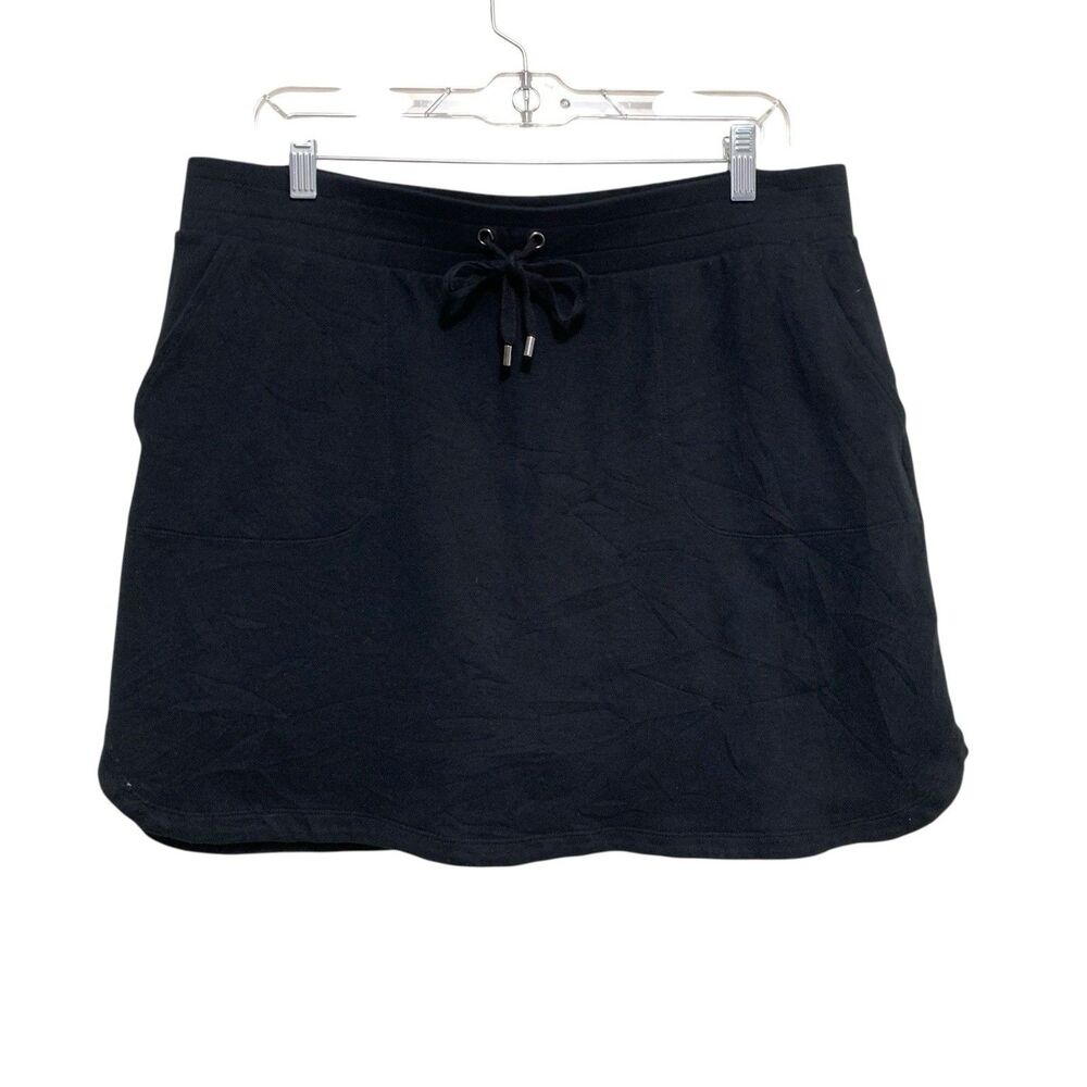 Croft & Barrow Skort Womens Size Large Black Knit Stretch Elastic Waist Pockets